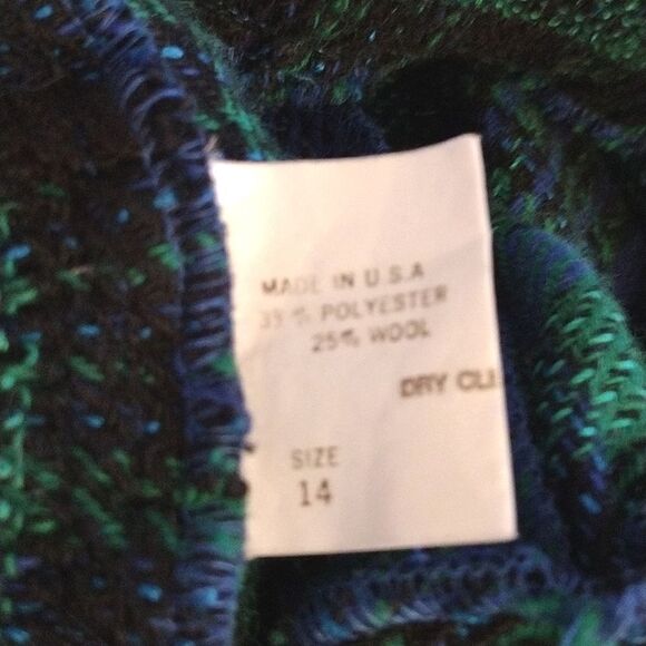 VTG Green Blue Plaid High Rise Pull On Wool Blend Midi Skirt Size 14 (*Large) - Picture 14 of 15